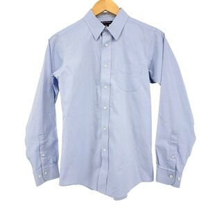 Brooks Brothers Fleece Boys 16 Blue Non Iron Cotton Dress Shirt Ivy Preppy